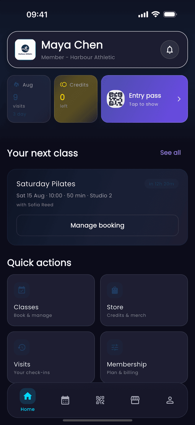 Your gym, the moment you open the app